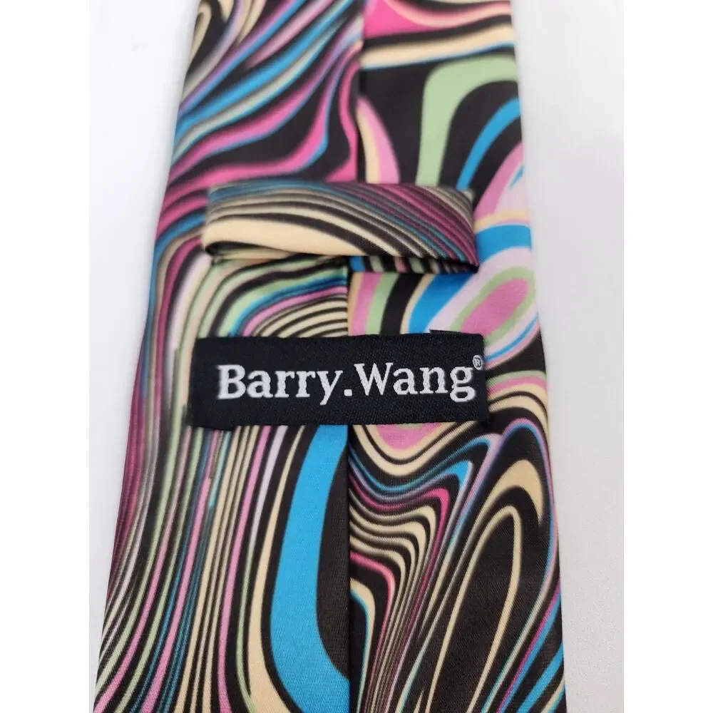 Barry Wang Psychedelic Swirls Colorful Necktie 70s Costume Fathers Day Fun Funky